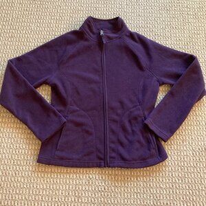 Merona Womens Full Zip Fleece Jacket Coat Long Sleeve High Neck Size M Purple